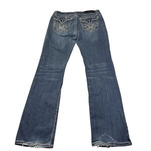 LA Idol USA Womens Jeans‎ 13 35x31 Blue Medium Wash Bootcut Rhinestone Denim